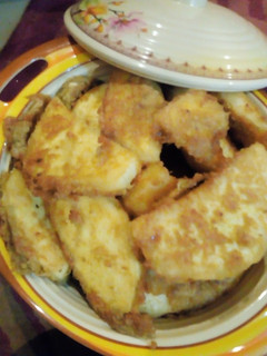 A picture of Fried yam with egg.