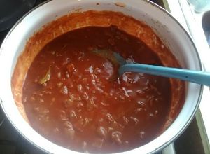 Una foto de Carne de res con chile colorado