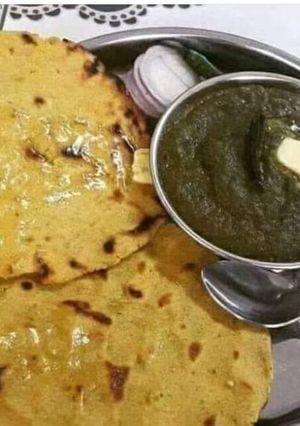 A picture of Makki ki roti aur sarson ka saag.