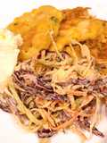 Corn and chicken fritters (ข้าวโพดกับอกไก่ทอด) coleslaw and sour cream