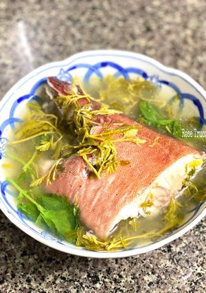 Hình của món Cá Mú Đỏ Nấu Lá Me.