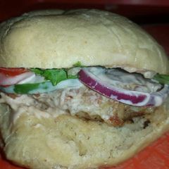 A picture of Home made burger.