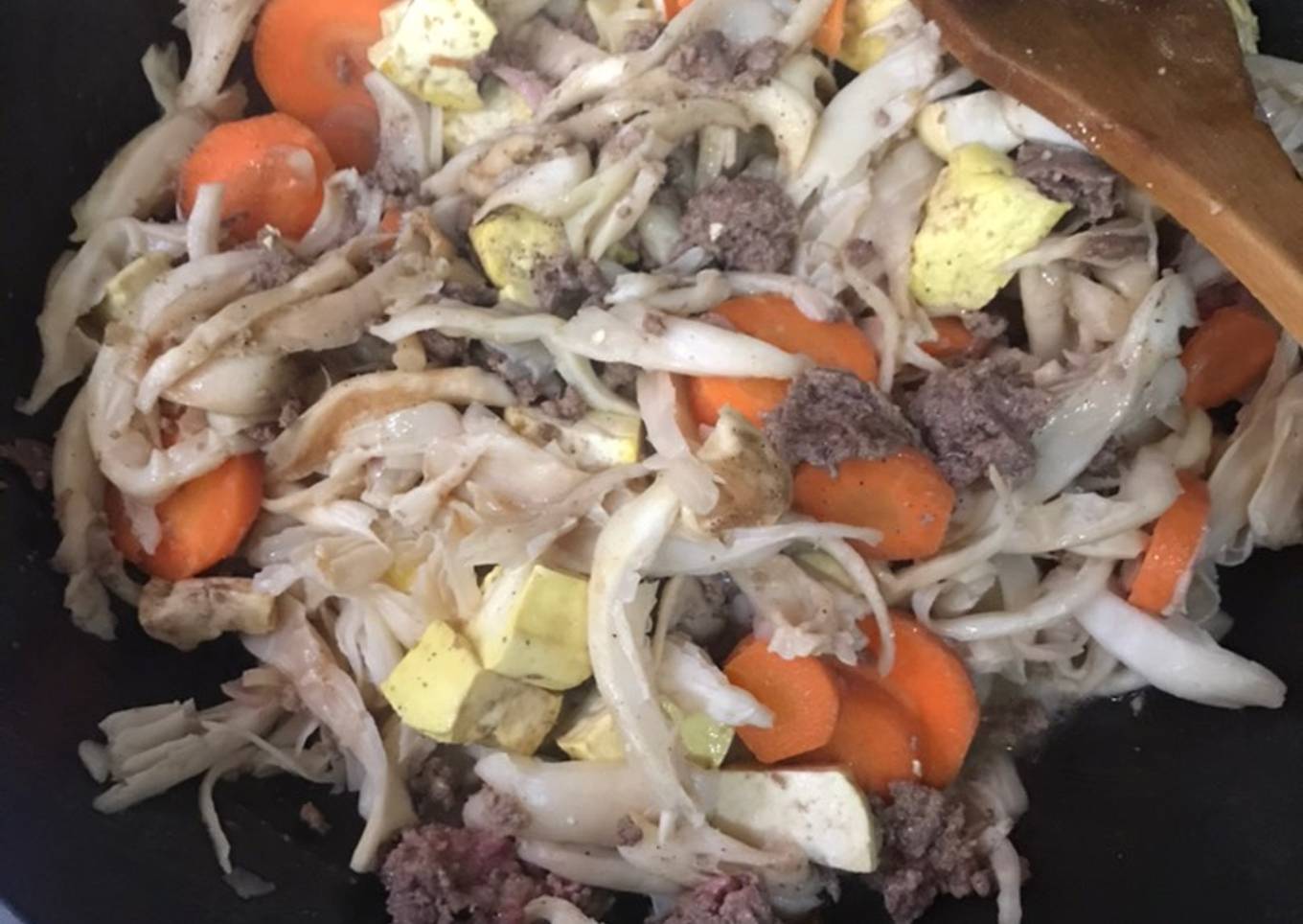 Tumis jamur tiram daging giling