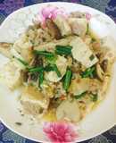 Đậu phụ om thịt băm, nấm Hương