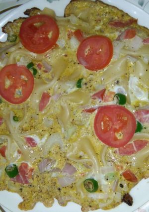 A picture of Pasta eggs omelette.