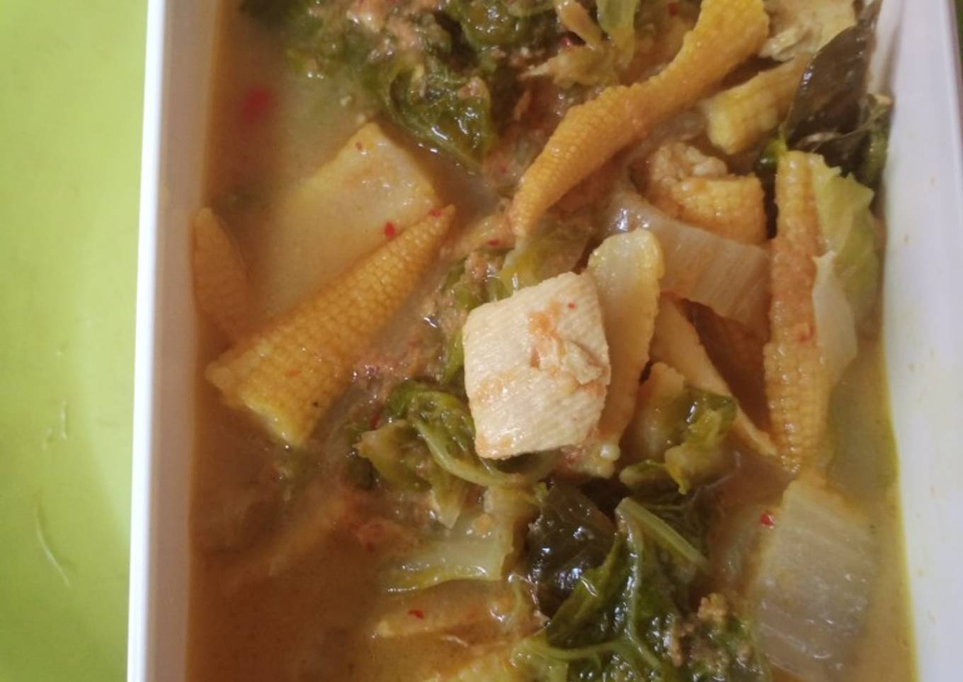 Gule tahu sawi jagung muda