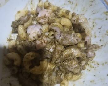 Easy Making Recipe Macaroni with chicken and pesto Restaurant Style