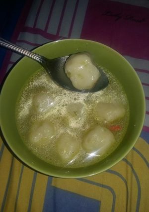 Foto resep Cilok tepung beras kuah. Isi ayam