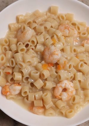 Una foto de Crema de camarones con o sin pasta