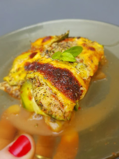 Una foto de Lasagna de berenjena y zapallo verde