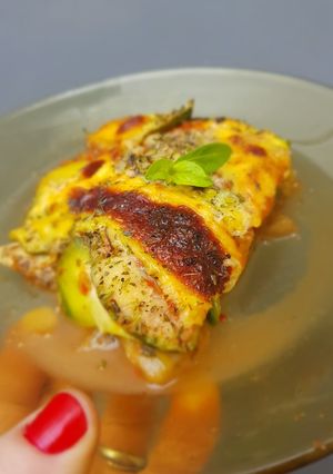 Una foto de Lasagna de berenjena y zapallo verde