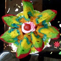 A picture of Multicoloured floral muffin.