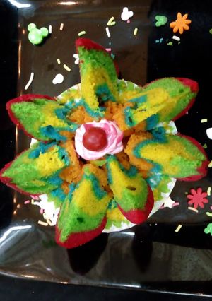 A picture of Multicoloured floral muffin.