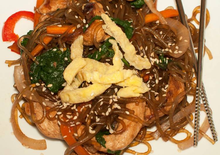 Simple Way to Make Ultimate Japchae with Grilled Marinated Chicken