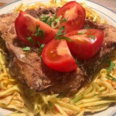 A picture of Gluten free Deep Fried Snapper with Green Mango Salad.