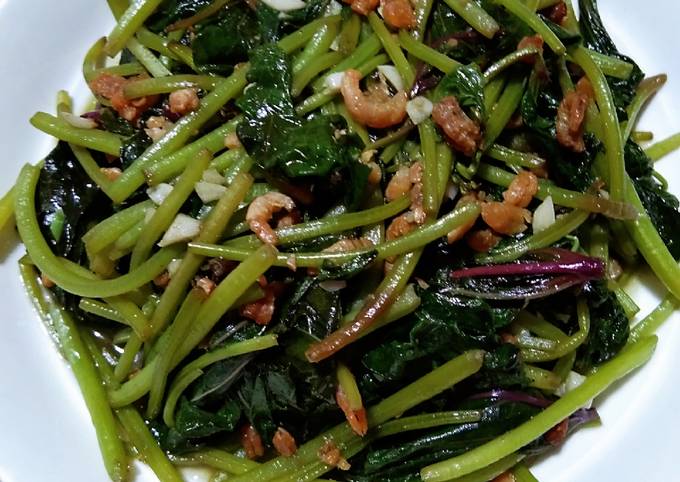 Cara Memasak Tumis daun ubi jalar ebi Enak