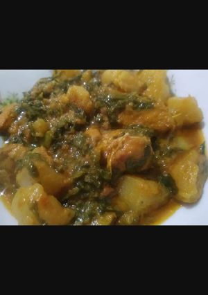 A picture of Shaljum Palak chicken.