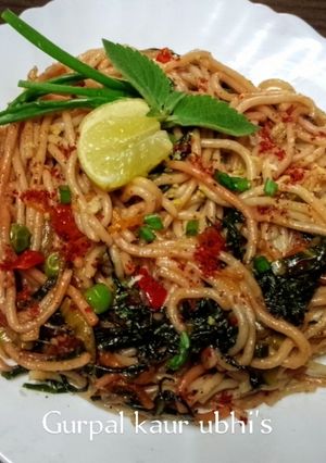 A picture of Garden glory choy spaghetti twirls 🍝.