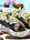 Roasted mackerel with lemon