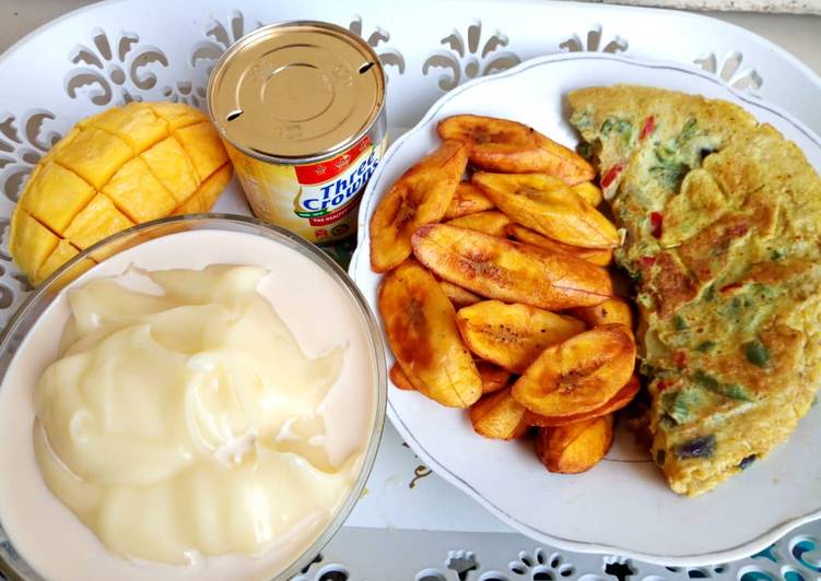 Recipe of Homemade Fried plantain with fried egg and pap