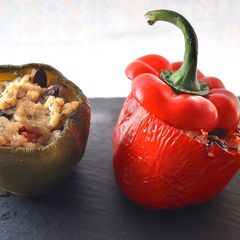 A picture of Seafood Stuffed Peppers.