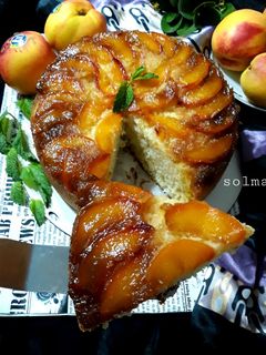 عکسی از دستور کیک برگردان کاراملی شلیل solmaz