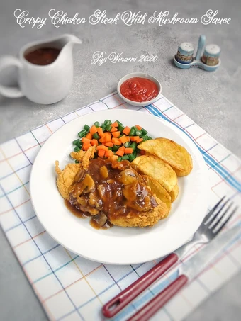 Cara Mudah Menyiapkan Resep Crispy chicken steak with mushroom sauce yang Lezat Anti Ribet, Menggugah Selera