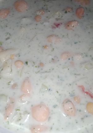 A picture of Mint Raita with veg.