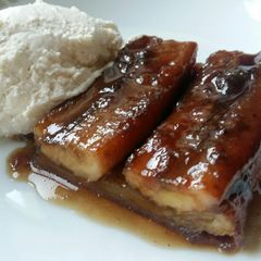 A picture of Vickys Bananas Foster Tarte Tatin, GF DF EF SF NF.