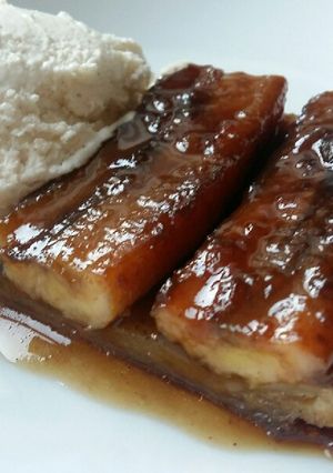 A picture of Vickys Bananas Foster Tarte Tatin, GF DF EF SF NF.