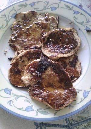 Una foto de Tortitas de plátano sin harina. Apto para celíacos e intolerantes a la lactosa