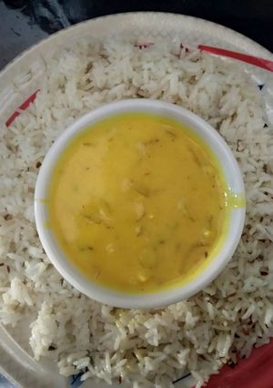A picture of Kadhi chawal.