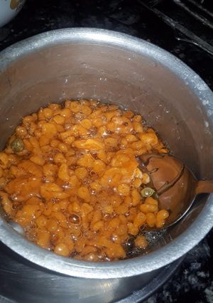 A picture of Mitha guldana (Sweet Boondi).