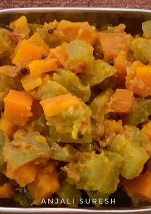 A picture of Snakegourd and Carrot Sabji South Indian style.
