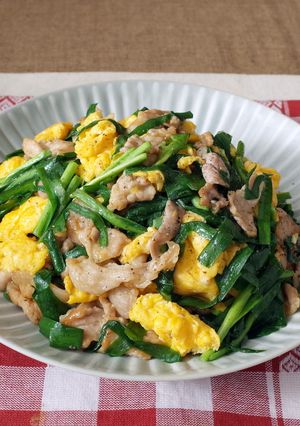 A picture of Hearty Meal! Garlic Chives, Eggs & Pork Strips.
