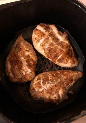 A picture of Air fried chicken breasts.