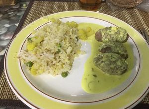 Una foto de Verduras con arroz especiado