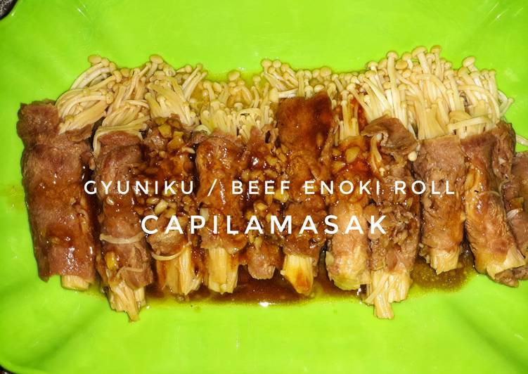Cara Gampang Menyiapkan Gyuniku / Beef Enoki Roll yang Menggugah Selera