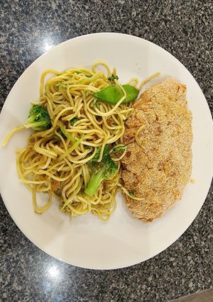 A picture of Dad's Sweet'n'Sour Almond Crusted Baked Chicken.