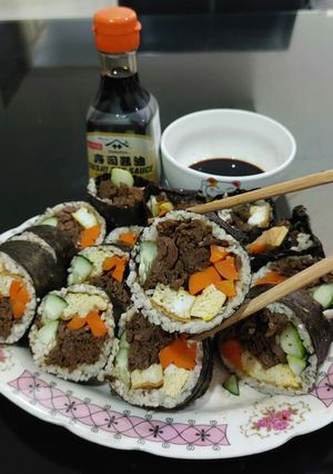 Foto resep Anabolic Beef Kimbap|High Protein, Low Calorie, Sugar & Gluten Free