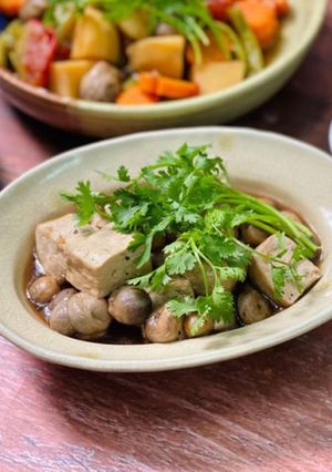 Hình của món Nấm Rơm Kho Đậu Hủ.