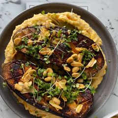 A picture of Miso Aubergine & Butter Bean Hummus.