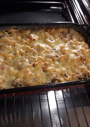 Húsos gombás tészta recept fotója