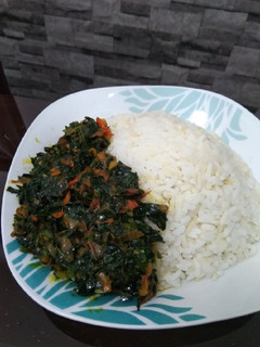 A picture of Rice and vegetable.
