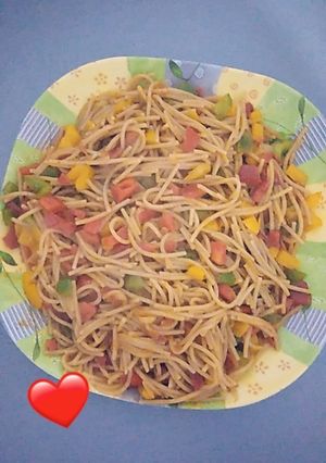 صورة لوصفة اسباغتي بالخضار 😋😋