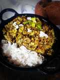 Banana blossom or banana flower curry with coconut