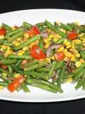 Ensalada de porotos verdes con choclo y tomates