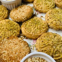 A picture of Pistachio and Sesame Cookies| Barazek Cookies.