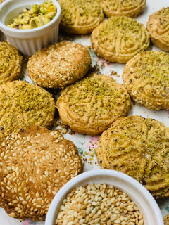 A picture of Pistachio and Sesame Cookies| Barazek Cookies.