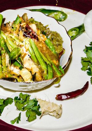 A picture of Spicy flavorful protein rich green beans Masala curry.